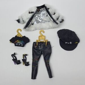 Lyric Lucas Rockstar Rainbow High Doll Outfit Faux Fur & Leather Black White